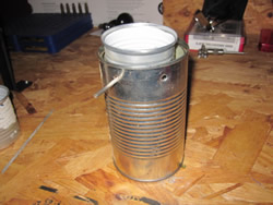 DIY coffee pot from soup can.