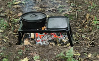 Open fire grill cooking