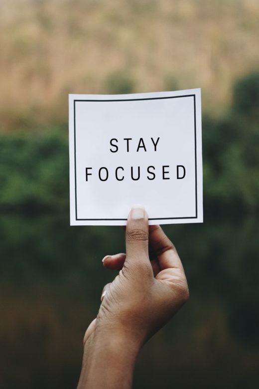 Stay focused text in nature inspirational motivation and advice concept